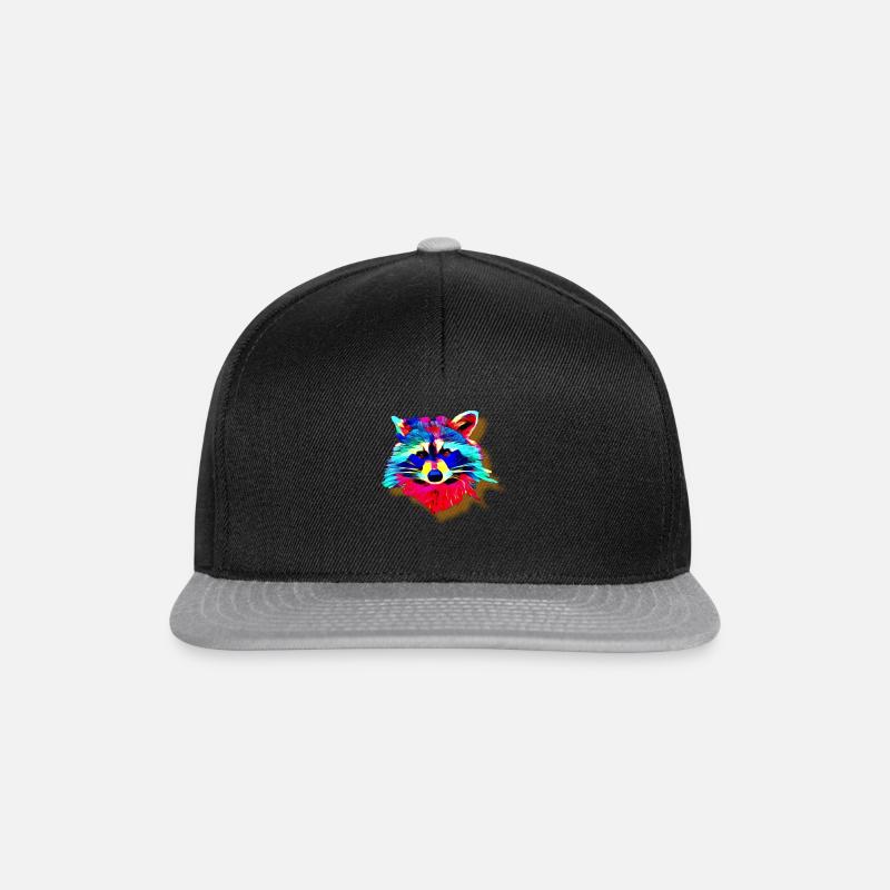 Regenbogen Waschbär - Snapback Cap - Schwarz/Grau
