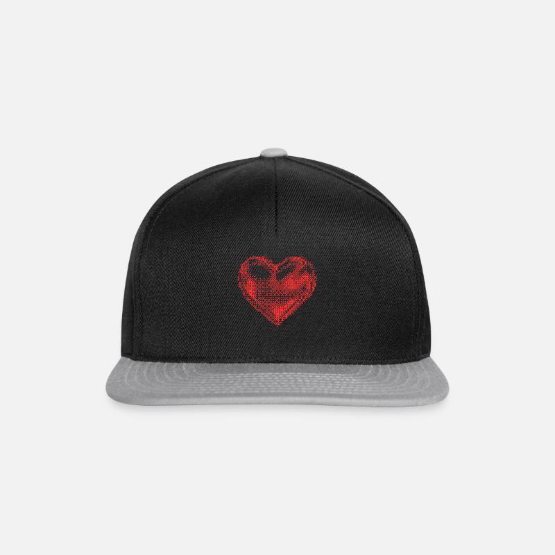 Pixel Herz - Snapback Cap - Schwarz/Grau