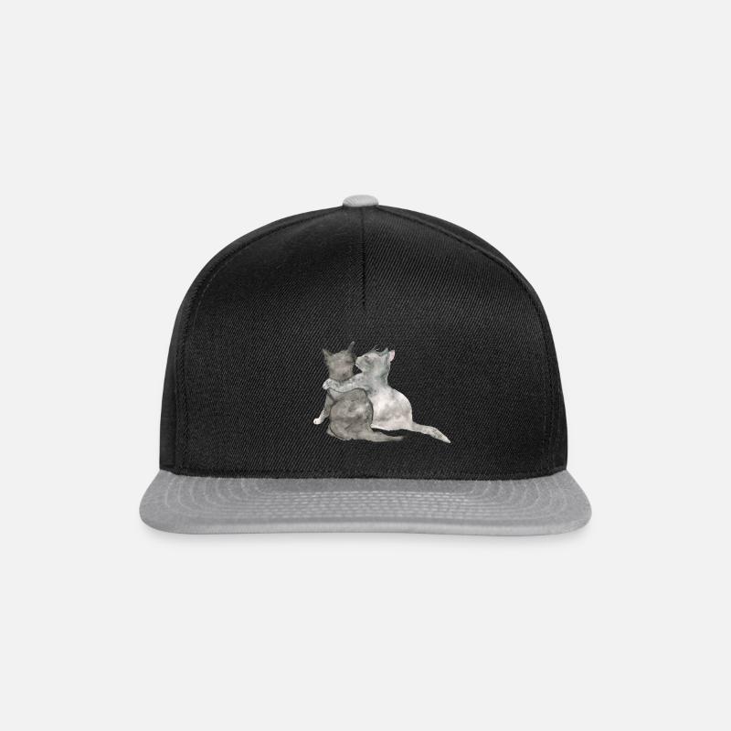 Katzen Aquarell - Snapback Cap - Schwarz/Grau