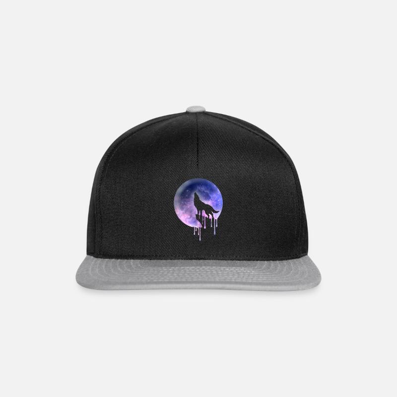 wolf mond weltall - Snapback Cap - Schwarz/Grau