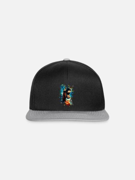 Pferd urkomisch großer Mund Wasserfarben Spritzer - Snapback Cap - Schwarz/Grau
