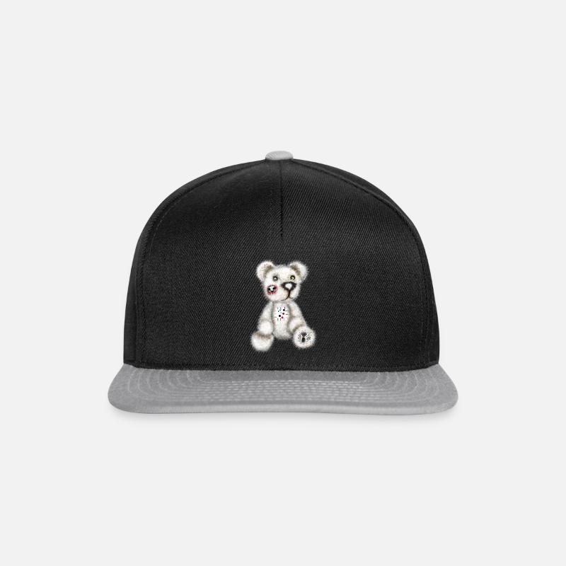 Weißer Teddy - Snapback Cap - Schwarz/Grau