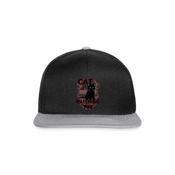 Catlover, Cat is watching you - Snapback Cap - black/grey - Front