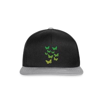 Schmetterling Geschenk green butterflies - Snapback Cap - Schwarz/Grau - Vorne