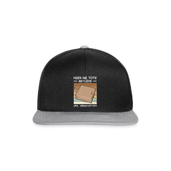 Hier ne Tüte Mitleid Retro Mimimi Humor Witz - Snapback Cap - Schwarz/Grau - Vorne
