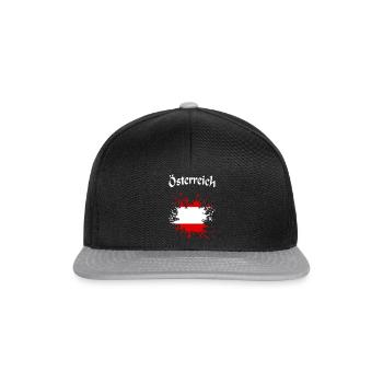 Österreich Kleks Flagge - Snapback Cap - Schwarz/Grau - Vorne