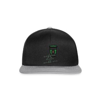 coffee date Kaffee Treffen Geschenkidee Koffein - Snapback Cap - Schwarz/Grau - Vorne