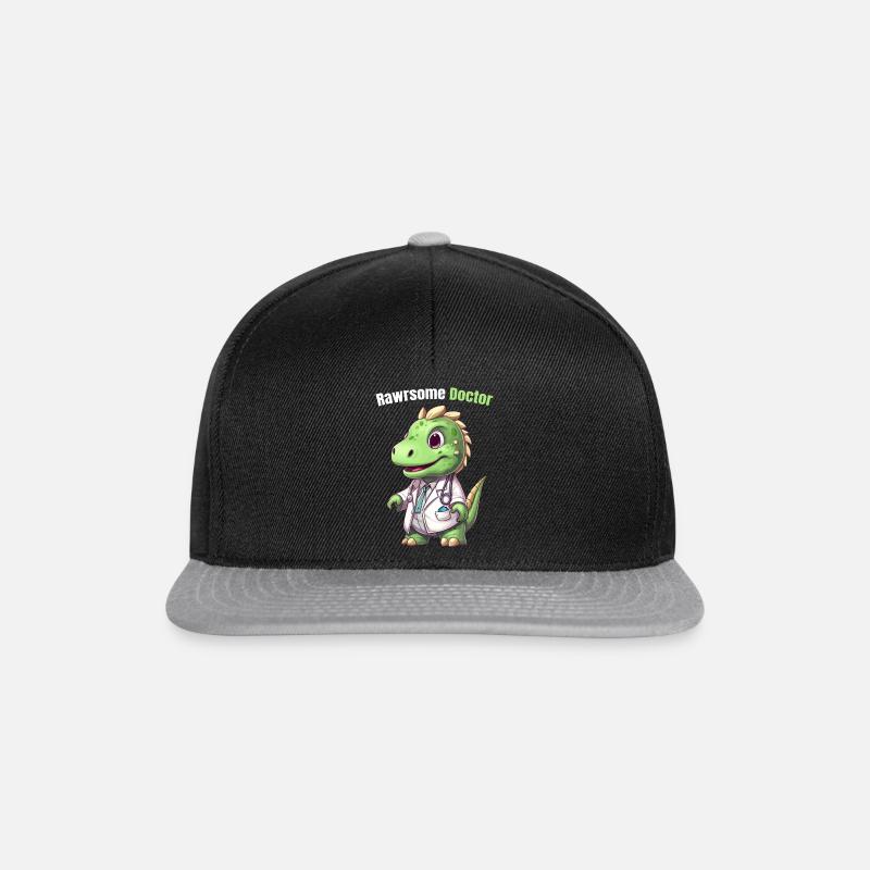 Rawrsome Dinosaurier Doktor Hemd - Snapback Cap - Schwarz/Grau