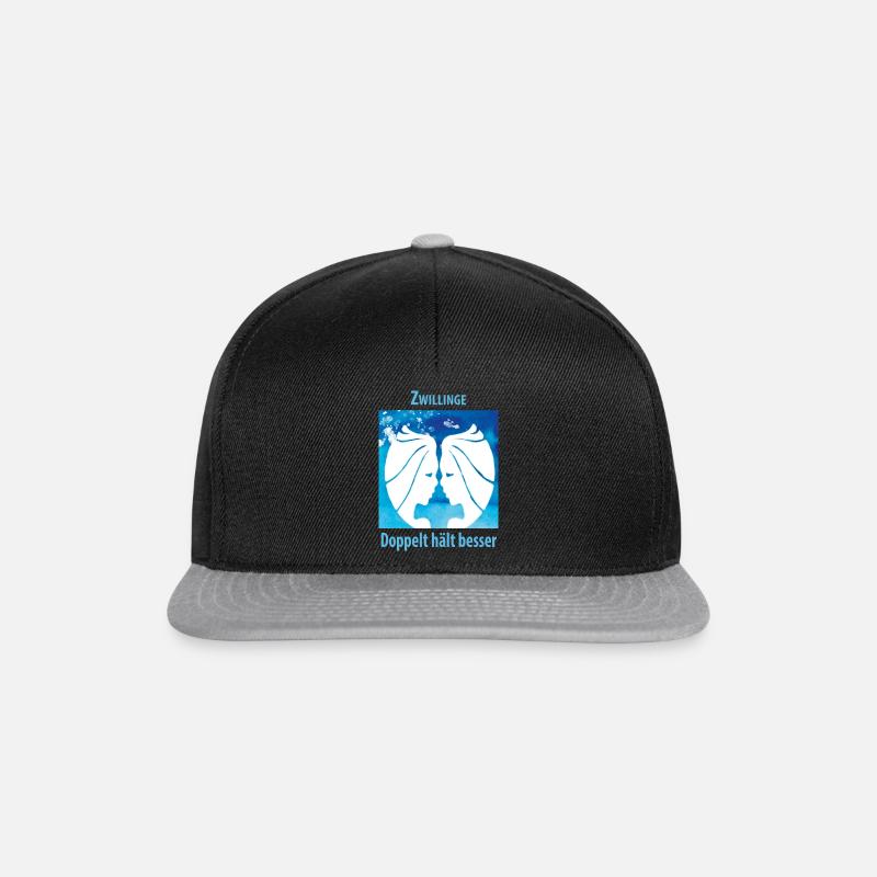Sternzeichen Zwillinge: Doppelt hält besser - Snapback Cap - Schwarz/Grau