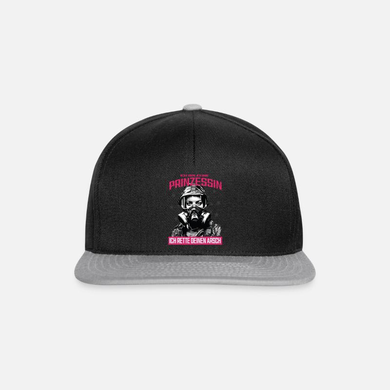 Feuerwehr Prinzessin T-Shirt - Snapback Cap - Schwarz/Grau
