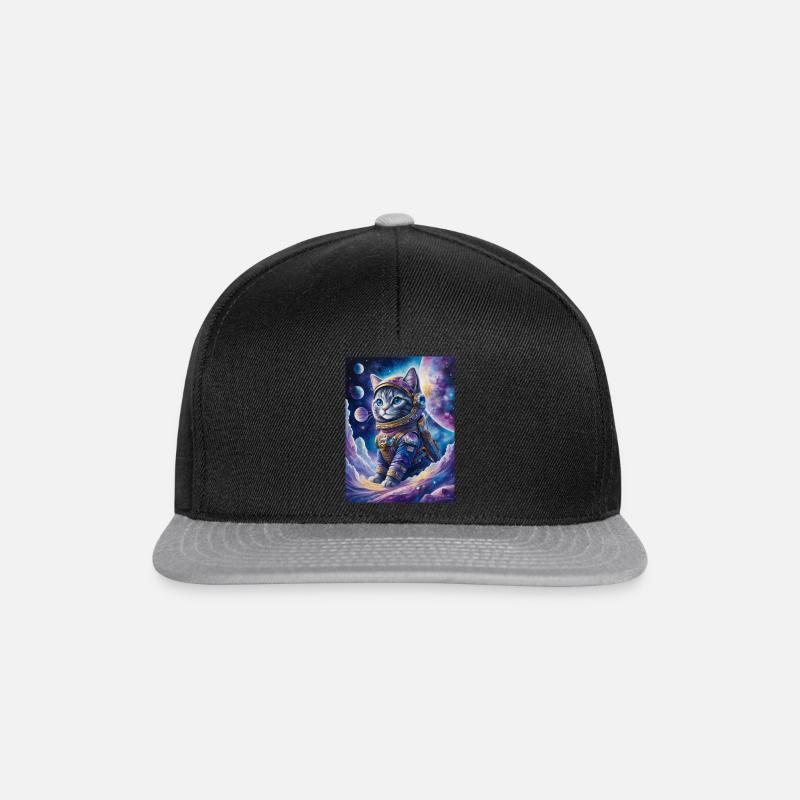 Astronaut Katze - Snapback Cap - Schwarz/Grau