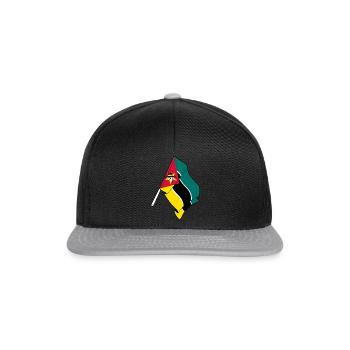 Flagge von Mosambik - Snapback Cap - Schwarz/Grau - Vorne