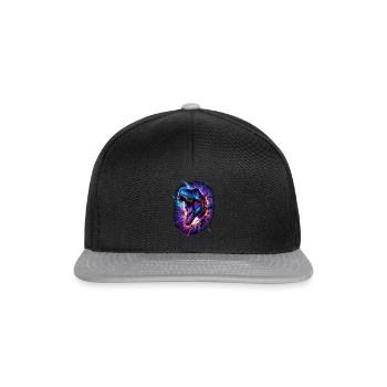 Farbenfroher T-Rex durchbricht Wand - Snapback Cap - Schwarz/Grau - Vorne