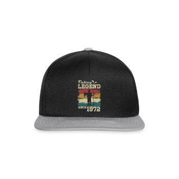 1972 Jahrgang geboren Angler Geburtstag - Snapback Cap - Schwarz/Grau - Vorne