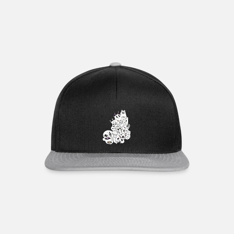 Doodle-Geister - Snapback Cap - Schwarz/Grau