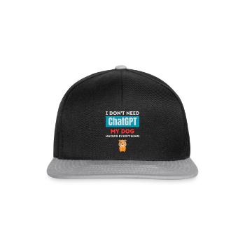 I Don't need ChatGPT my dog knows everything - Snapback Cap - black/grey - Front