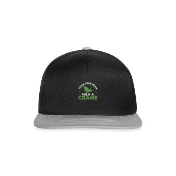 Trainiere dein Gehirn Lustiger Faltkranich aus - Snapback Cap - Schwarz/Grau - Vorne