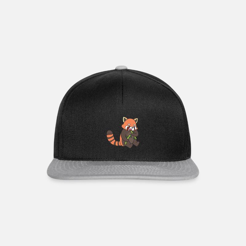 Ein roter Panda isst Bambus. - Snapback Cap - Schwarz/Grau