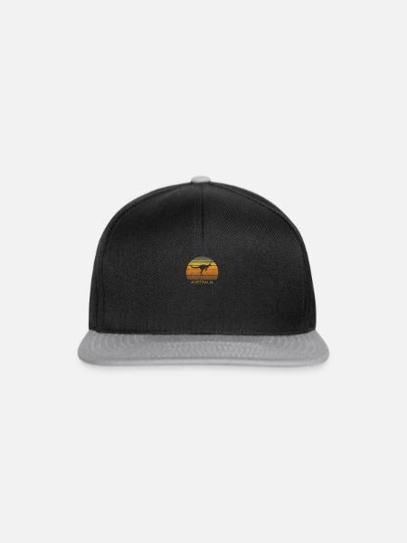 Vintage Australisches Känguru Australien Silhouette - Snapback Cap - Schwarz/Grau