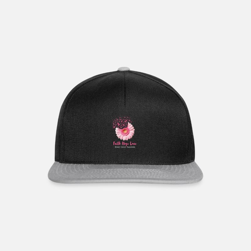 Brustkrebs Bewusstsein Rosa Band Blume Glaube - Snapback Cap - Schwarz/Grau