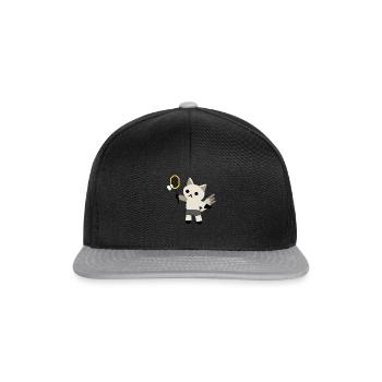 excited cat plays badminton - Snapback Cap - black/grey - Front