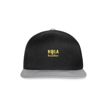 Funny Hola Beaches Swinger Slogan Merchandise - Snapback Cap - black/grey - Front
