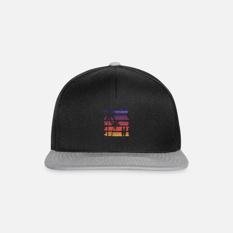 Cool Français Polynesia Surfing Fan Beach Palm Tree - Casquette snapback - noir/gris