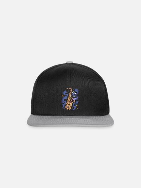 Saxophon mit Musiknoten - Snapback Cap - Schwarz/Grau