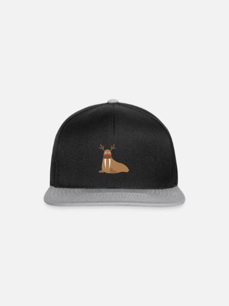 Walross Rudi mit der Roten Nase Rudolf Rentier - Snapback Cap - Schwarz/Grau