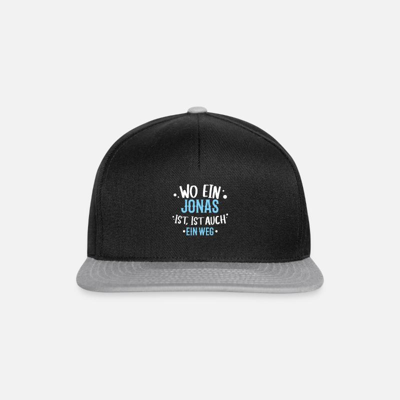 Wo ein Jonas ist, ist ein Weg / Geburtstag, Name - Snapback Cap - Schwarz/Grau