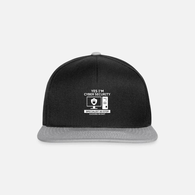 Conception de cybersécurité pour la sécurité informatique et les pirates informatiques - Casquette snapback - noir/gris