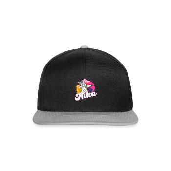 NIKA - Beau nom avec licorne dabbing - Casquette snapback - noir/gris - Devant