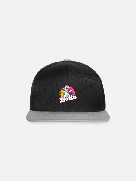 LOTTA - Schöner Name mit dabbing Einhorn - Snapback Cap - Schwarz/Grau