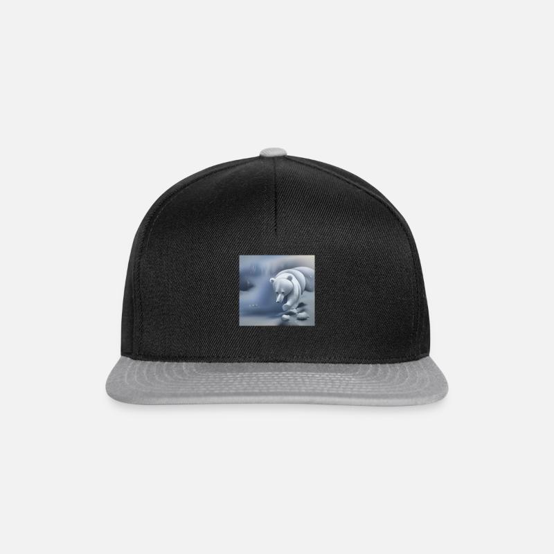 Eisbär im Schnee Malerei - Snapback Cap - Schwarz/Grau