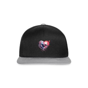 Totenkopf Kunst Design Aquarell - Snapback Cap - Schwarz/Grau - Vorne
