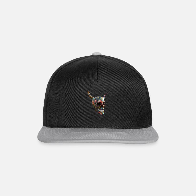 Skull with flowers - Snapback Cap - Schwarz/Grau