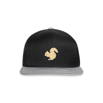 Eichhörnchen, Boho Line Art Design, Serie „Woods“ - Snapback Cap - Schwarz/Grau - Vorne