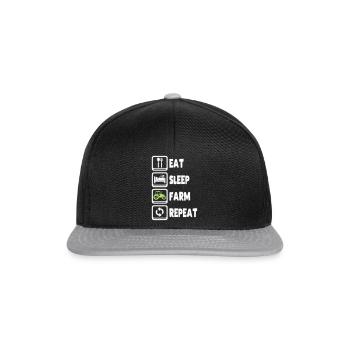 Eat Sleep Farm Repeat - Snapback Cap - black/grey - Front