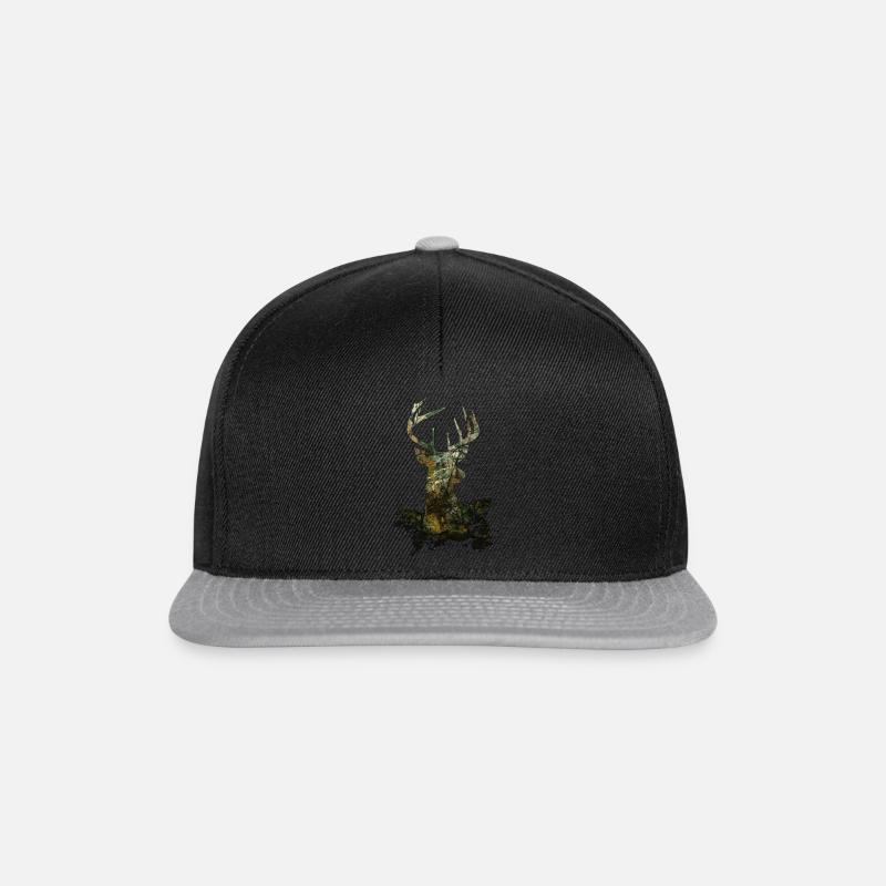 Camouflage Hirsch - Snapback Cap - Schwarz/Grau