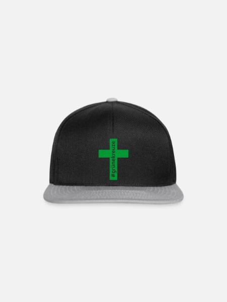 Grüne Kreuze - Snapback Cap - Schwarz/Grau
