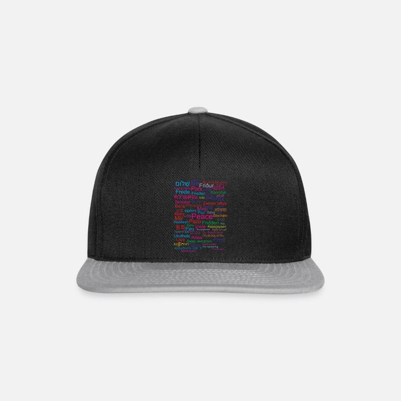 T-shirt Peace Multilingue - Casquette snapback - noir/gris