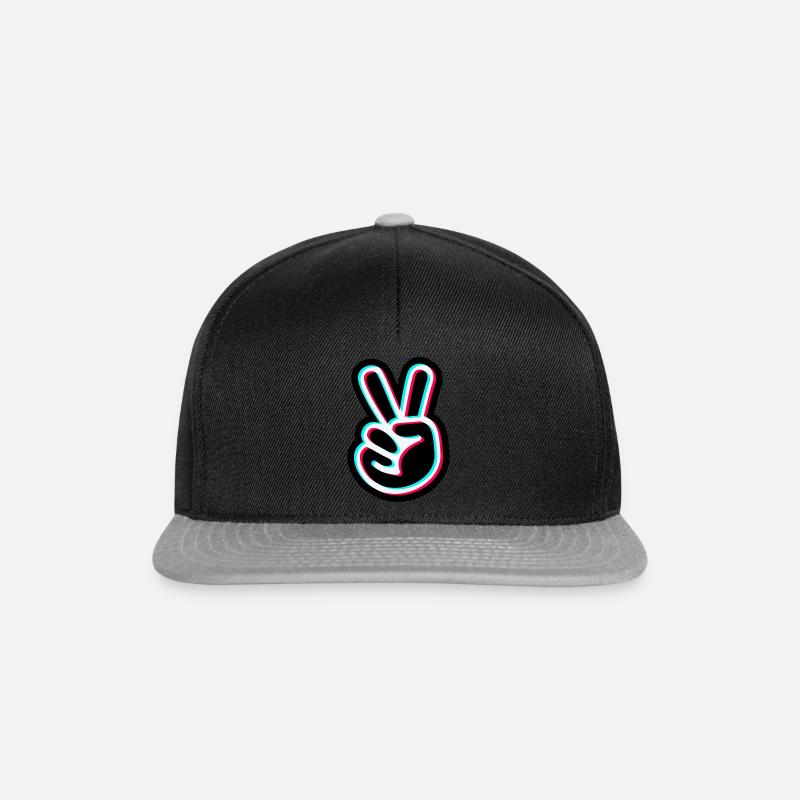 Peace Hand Sticker Design - Peace Zeichen - Snapback Cap - Schwarz/Grau