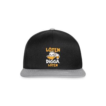 Löten Digga Löten Bier Faultier - Snapback Cap - Schwarz/Grau - Vorne
