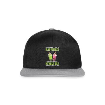 You Can't Buy Happiness But You Can Buy Bubble Tea - Snapback Cap - Schwarz/Grau - Vorne