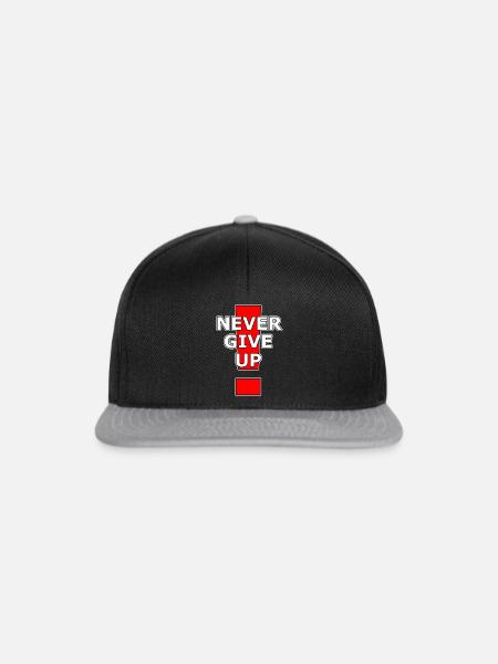 Never give up! - Snapback Cap - Schwarz/Grau