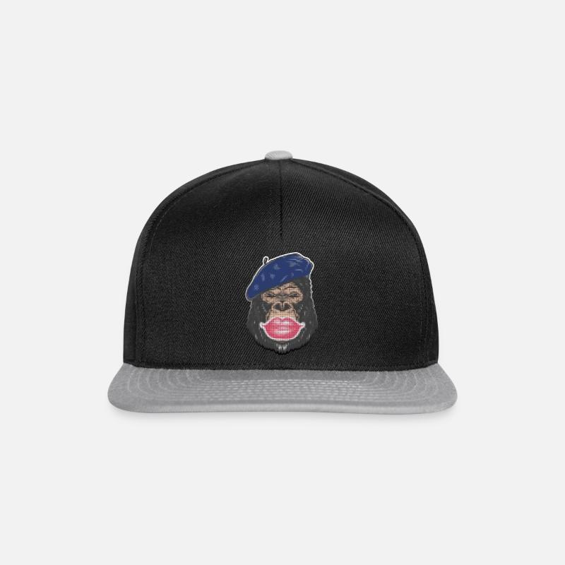 Gorille Kiss pixel - Casquette snapback - noir/gris
