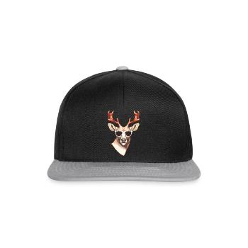 Rentier mit Sonnenbrille, Weihnachtsshirt, Winter - Snapback Cap - Schwarz/Grau - Vorne