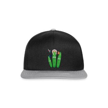 gurken,gurke,indianer, Federn, federschmuck - Snapback Cap - Schwarz/Grau - Vorne