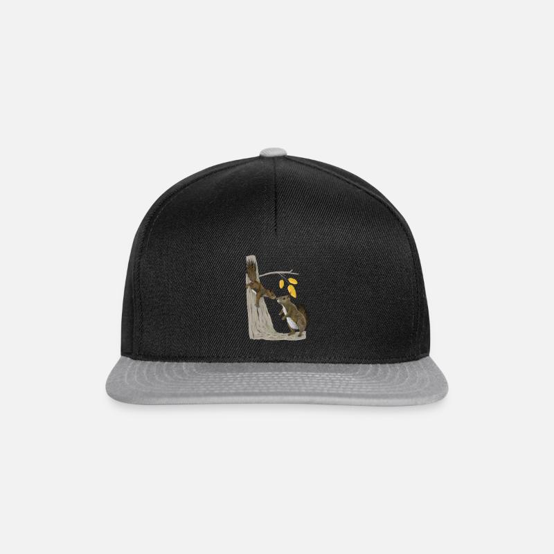 Zwei Eichhörnchen - Snapback Cap - Schwarz/Grau