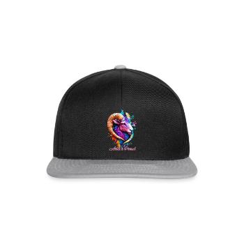 aries and proud - Snapback Cap - black/grey - Front